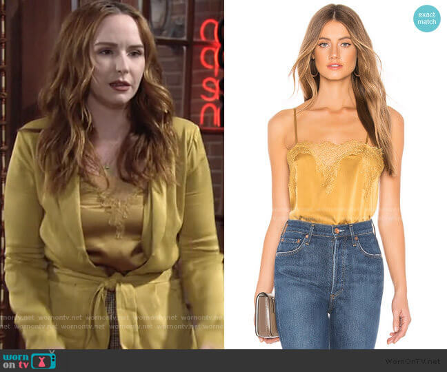 Cami NYC The Sweetheart Charmeuse Cami in Gold worn by Mariah Copeland (Camryn Grimes) on The Young and the Restless