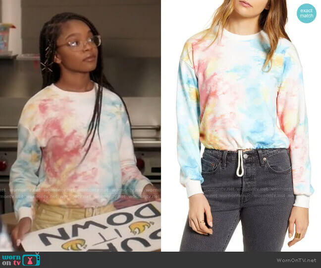 Kirious Tie Dye Cinch Crop Sweatshirt worn by Diane Johnson (Marsai Martin) on Black-ish