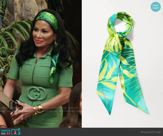 Versace Tropical-Print Silk Scarf worn by Jen Shah on The Real Housewives of Salt Lake City