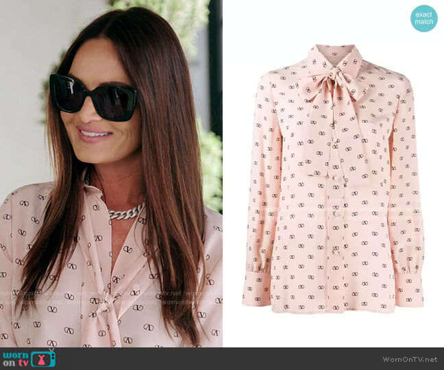 Valentino VLOGO Print Blouse worn by Lisa Barlow on The Real Housewives of Salt Lake City
