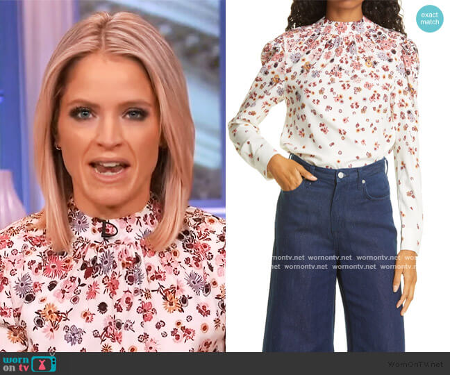 Veronica Beard Fey Floral Blouse worn by Sara Haines on The View