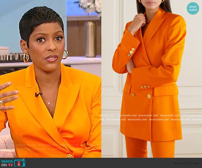 Versace Double-breasted cady blazer worn by Tamron Hall on Tamron Hall Show