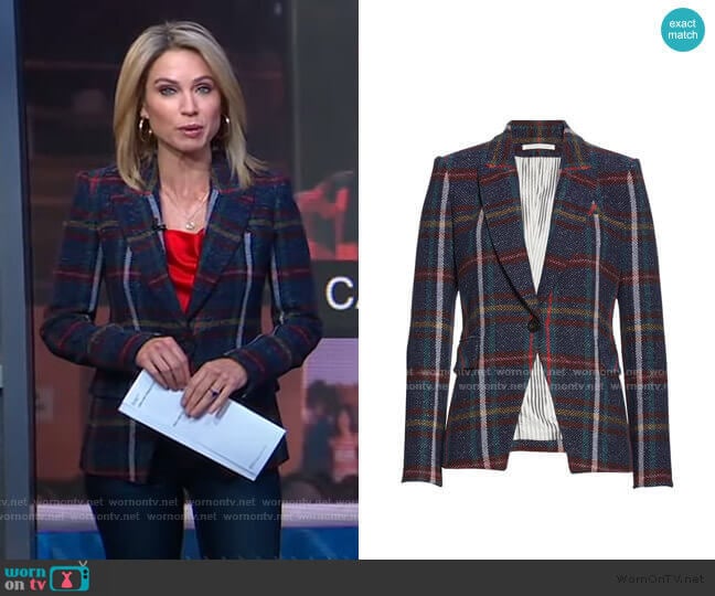 Veronica Beard Zane Plaid Dickey Jacket worn by Amy Robach on Good Morning America