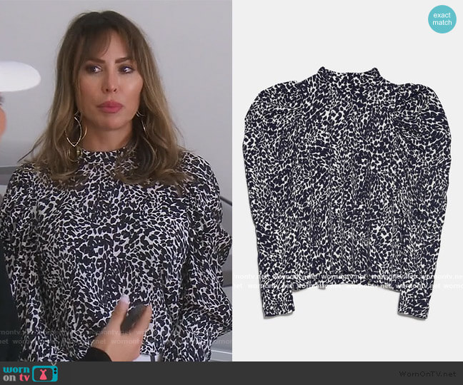 Zara Animal Print Blouse worn by Kelly Dodd on The Real Housewives of Orange County