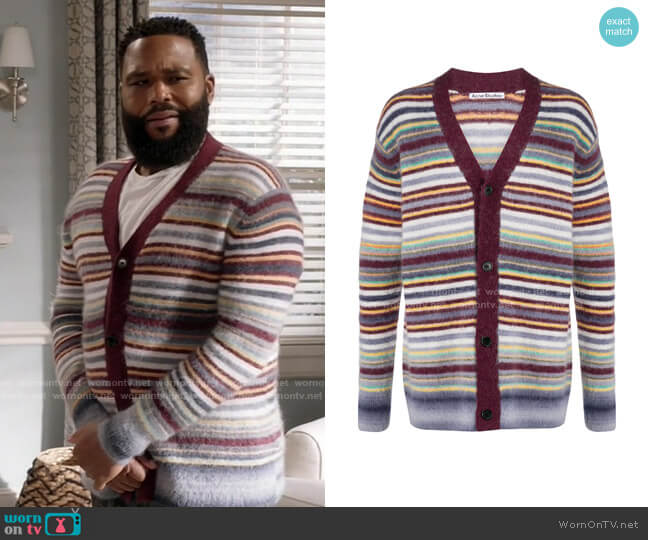 Acne Studios Striped V-neck Cardigan worn by Andre Johnson (Anthony Anderson) on Black-ish