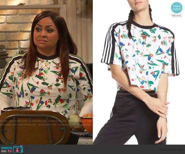 Adidas Floral Print Crop Tee worn by Raven Baxter (Raven-Symoné) on Ravens Home