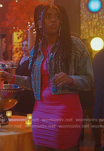 Aisha’s studded denim jacket on Saved By The Bell
