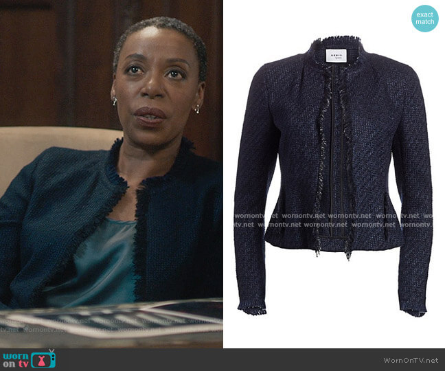 Akris Punto Tweed Fringe Trim Long-Sleeve Jacket worn by Haley Fitzgerald (Noma Dumezweni) on The Undoing