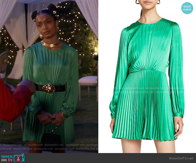 A.L.C. Tavi Pleated Mini Dress worn by Zoey Johnson (Yara Shahidi) on Black-ish