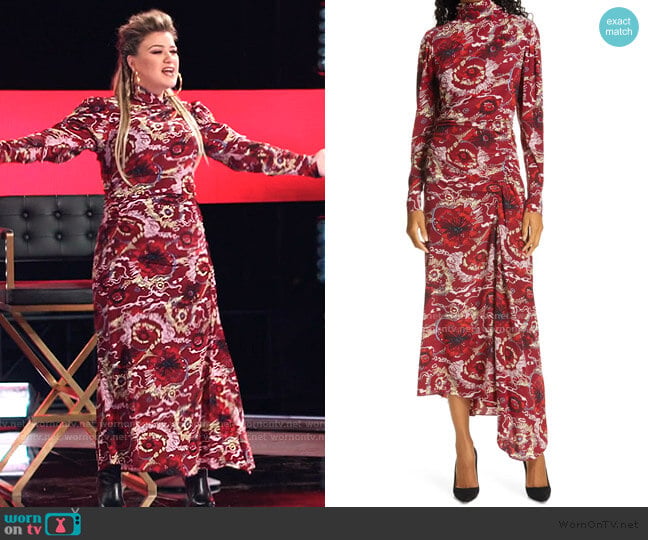 A.L.C. Isabella Floral Asymmetrical Maxi Dress worn by Kelly Clarkson on The Voice