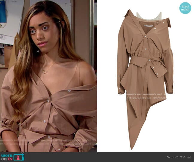 Alexander Wang Asymetric Deconstructed Shirt Dress worn by Zoe (Kiara Barnes) on The Bold and the Beautiful