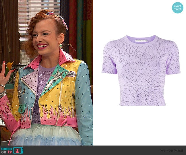 Alice + Olivia Ciara Crystal-Embellished Knitted Top