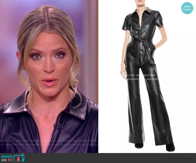 Alice and Olivia Gorgeous Faux Leather Jumpsuit worn by Sara Haines on The View
