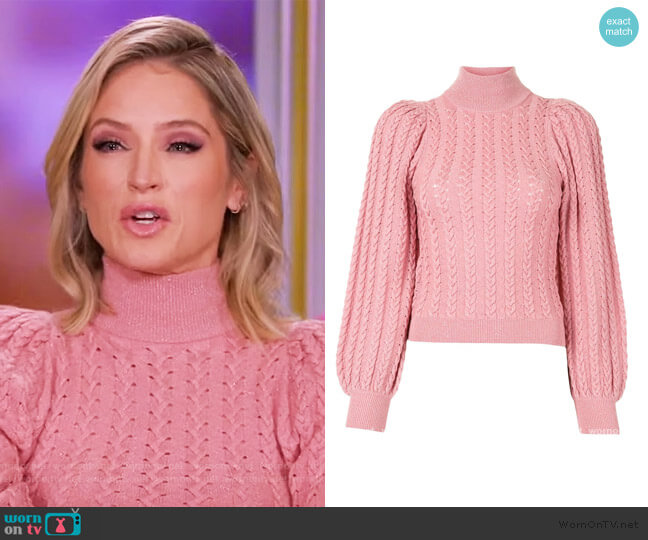 Alice + Olivia Esme cable knit jumper worn by Sara Haines on The View