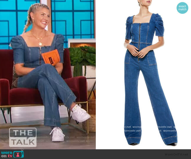 Alice + Olivia Kennedy Puff Sleeve Jumpsuit worn by Amanda Kloots on The Talk