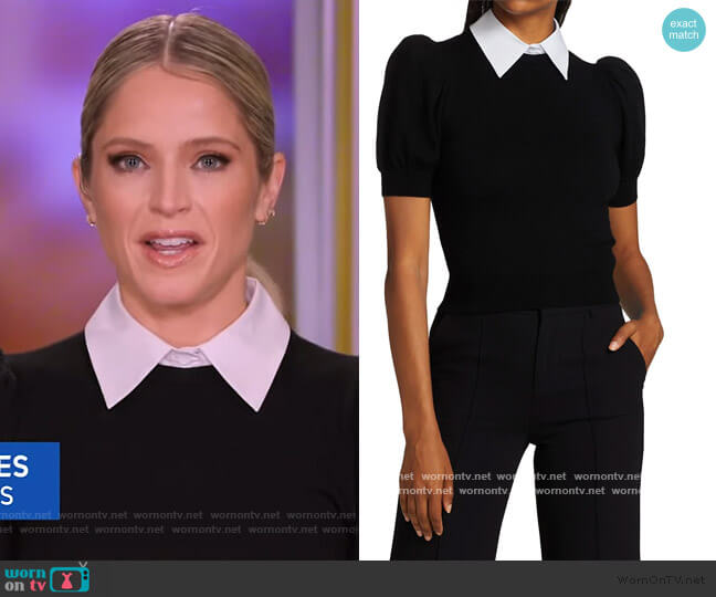 Alice + Olivia Chase Puff-Sleeve Sweater worn by Sara Haines on The View