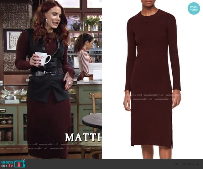 Allsaints Nala Long Sleeve Ribbed Sweater Dress worn by Sally Spectra (Courtney Hope) on The Young and the Restless
