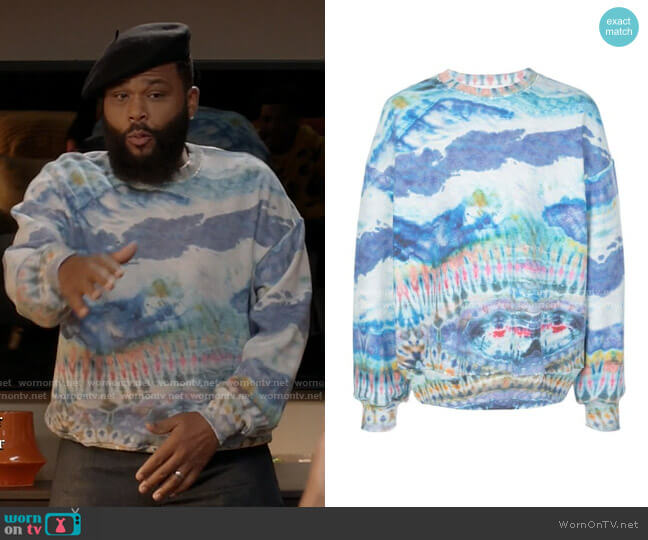 Amiri Tie Dye Print Sweatshirt worn by Andre Johnson (Anthony Anderson) on Black-ish