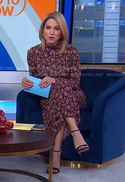 Amy’s black floral mock neck dress on Good Morning America