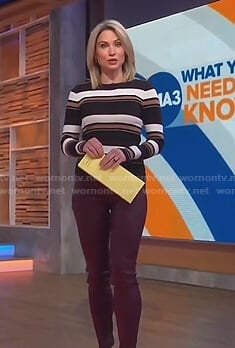 Amy’s striped ribbed sweater and skinny pants on Good Morning America