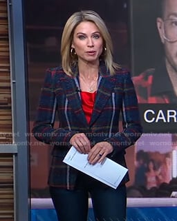 Amy’s red top and plaid blazer on Good Morning America