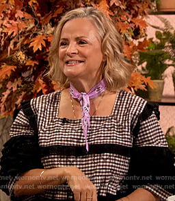 Amy Sedaris’s gingham check dress on The Drew Barrymore Show