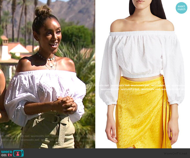 Andamane Dallas Off-The-Shoulder Top worn by Tayshia Adams on The Bachelorette