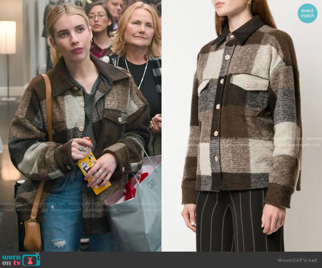 Anine Bing Bobbi Flannel Jacket worn by Sloan (Emma Roberts) on Holidate (2020)