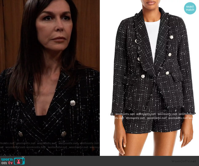 Aqua Tweed Blazer worn by Anna Devane (Finola Hughes) on General Hospital