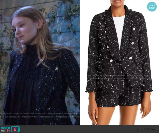 Aqua Tweed Blazer worn by Alice Caroline Horton (Lindsay Arnold) on Days of our Lives