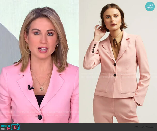 Argent Shrunken Blazer in Linen worn by Amy Robach on Good Morning America