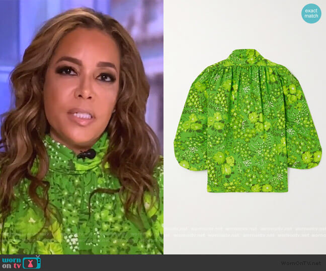 Balenciaga Floral-print crepe blouse worn by Sunny Hostin on The View