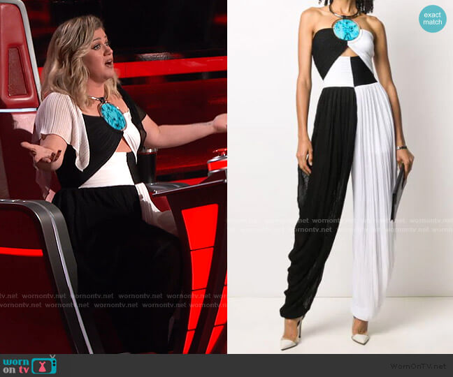 Balmain Two-Tone Jumpsuit worn by Kelly Clarkson on The Voice