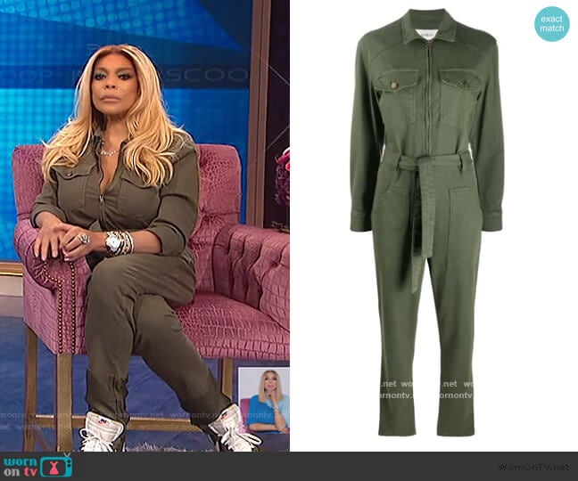 Ba&sh Watery long sleeve denim jumpsuit worn by Wendy Williams on The Wendy Williams Show