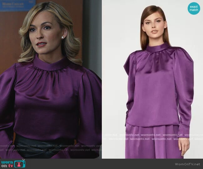 Bcbgmaxazria Satin Puffy Blouse worn by Amy Quinn (Lindsey Gort) on All Rise
