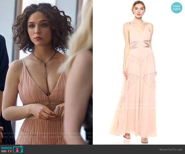 Bcbgmaxazria Lace Inset Pleated Gown worn by Elena Alves (Matilda De Angelis) on The Undoing