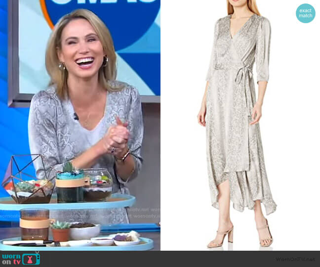Bcbgmaxazria Long Sleeve Printed Wrap Dress worn by Amy Robach on Good Morning America