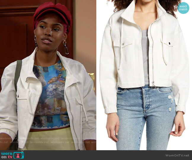 Bp. Crop Moto Jacket worn by Paris Buckingham (Diamond White) on The Bold and the Beautiful