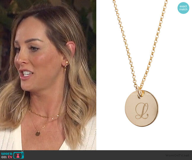 Brooklyn Designs Engraved Initial Gold Necklace worn by Clare Crawley on The Bachelorette