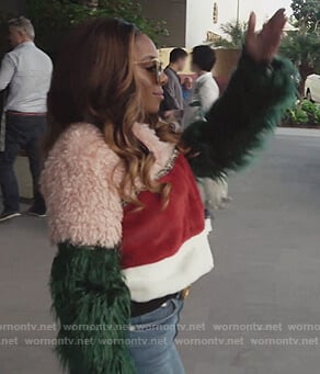 Candiace’s colorblock fur jacket on The Real Housewives of Potomac
