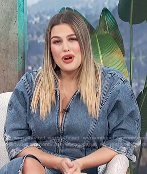 Carissa’s denim midi dress on E! News Daily Pop