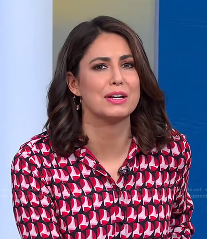 Cecilia’s pink geometric print shirtdress on Good Morning America