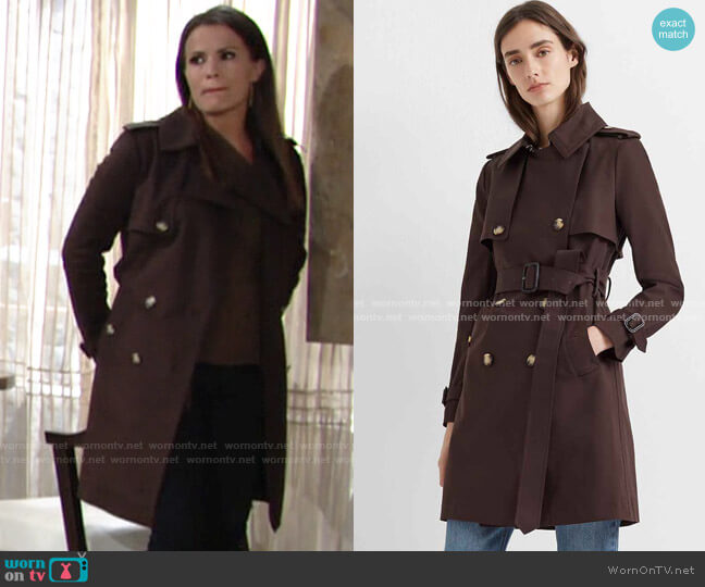 Club Monaco Matie Trench worn by Chelsea Lawson (Melissa Claire Egan) on The Young and the Restless