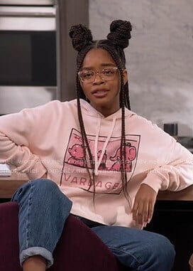 Diane’s pink Vardagen print hoodie on Black-ish