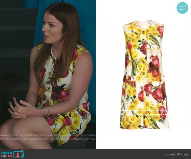 Dolce & Gabbana Floral Jacquard Dress worn by Rose Monreaux (Aubrey Dollar) on Filthy Rich