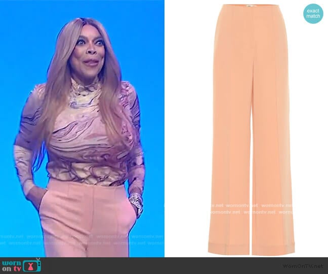 Diane von Furstenberg Kiersten high-rise flared pants worn by Wendy Williams on The Wendy Williams Show