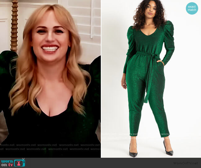 Eloquii Lurex Knit Jumpsuit worn by Drew Barrymore on The Drew Barrymore Show