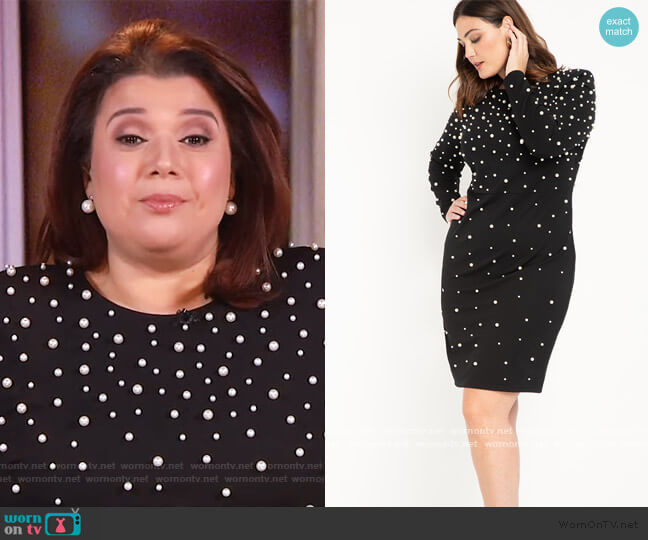 Eloquii Pearl Embellished Sharp Shoulder Dress worn by Ana Navarro on The View