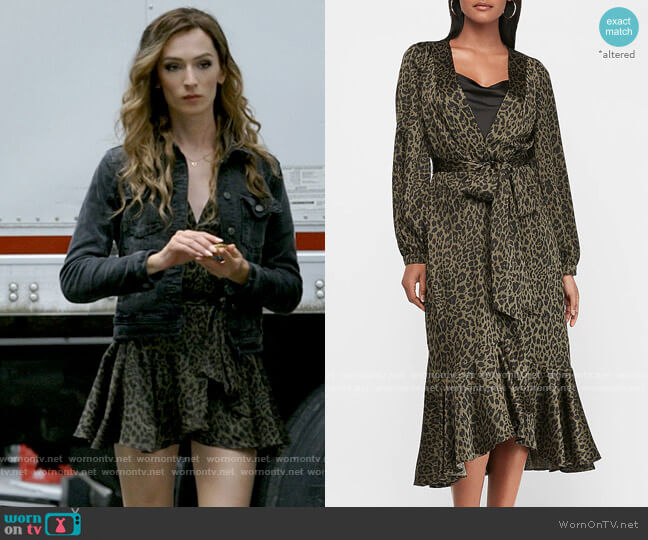Express Satin Leopard Print Belted Wrap Kimono Cover-Up worn by Jerrie Kennedy (Jesse James Keitel) on Big Sky