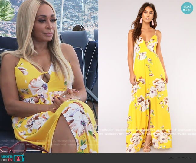 Fashion Nova Sun City Floral Dress worn by Karen Huger on The Real Housewives of Potomac